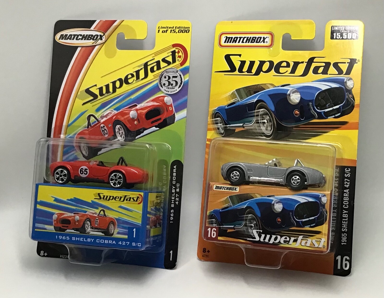 Matchbox Superfast Lot Of 2 ‘65 Shelby Cobra #1 and #16