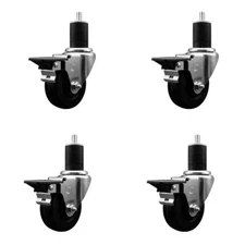 3.5 Inch Phenolic Swivel 1-3/4 Inch Expanding Stem Caster Set with Brake SCC