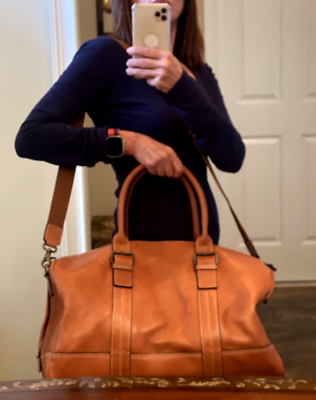 Andrea Rossi Milano Italy Hand Made Luxe Caramel Leather Weekender 
