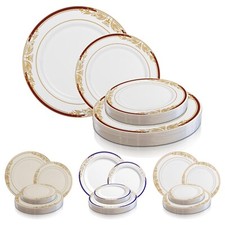 Disposable Plastic Plates Dinner Party Wedding Salad Round Harmony Design 120pcs