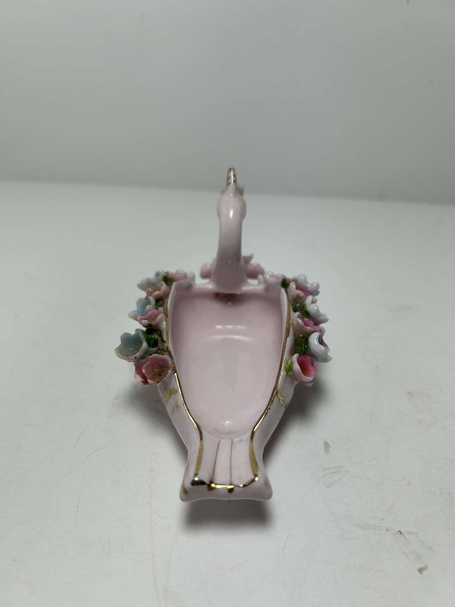 Vintage Small Glass Swan With Flowers Made In Japan 807 Stamped | eBay