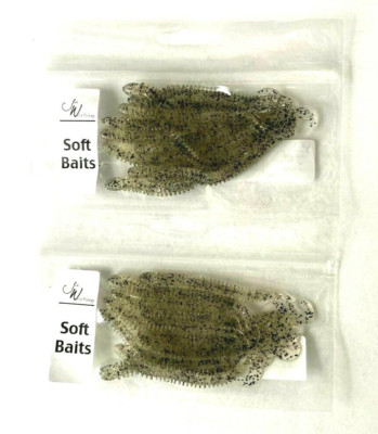 2 PACKS Jed Welsh 4'' Ribbed Curly Tail Worm Smoke Pepper Flake 10 Count Package