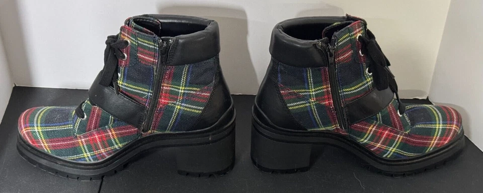 Botas de combate Gianni Bini tartán a cuadros estrás hebilla suela al tobillo 12M Foto 4 de 4
