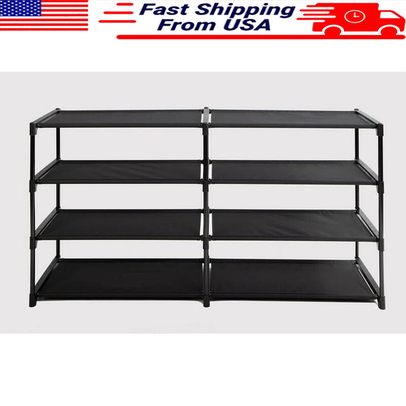 4-Tier Adjustable Shoe Rack Organizer Holds 24 Pairs Durable Easy Assembly Space Saving