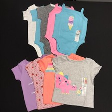 Garanimals Baby Girls Bodysuits Tops Size 0-3 Months Multicolor Lot of 9 - New
