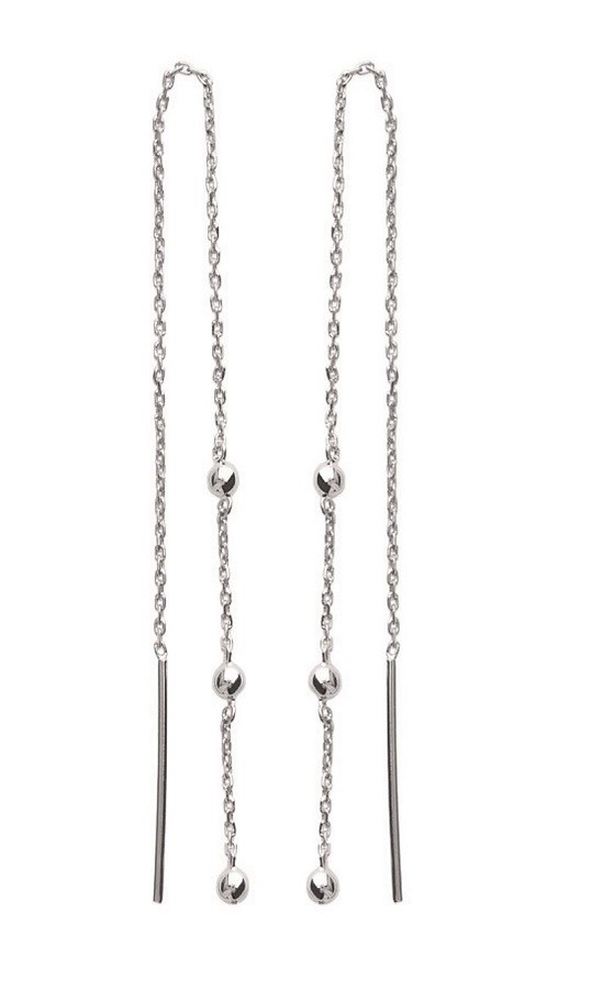 Boucles d'oreilles chaînes et boules en argent massif 925, le cadeau idéal pour elle