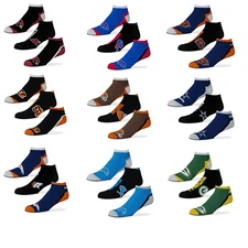 NFL Flash 3 Pair No Show Socks Mens Large Fits 10-13 Fan Gift Pack Team Gear