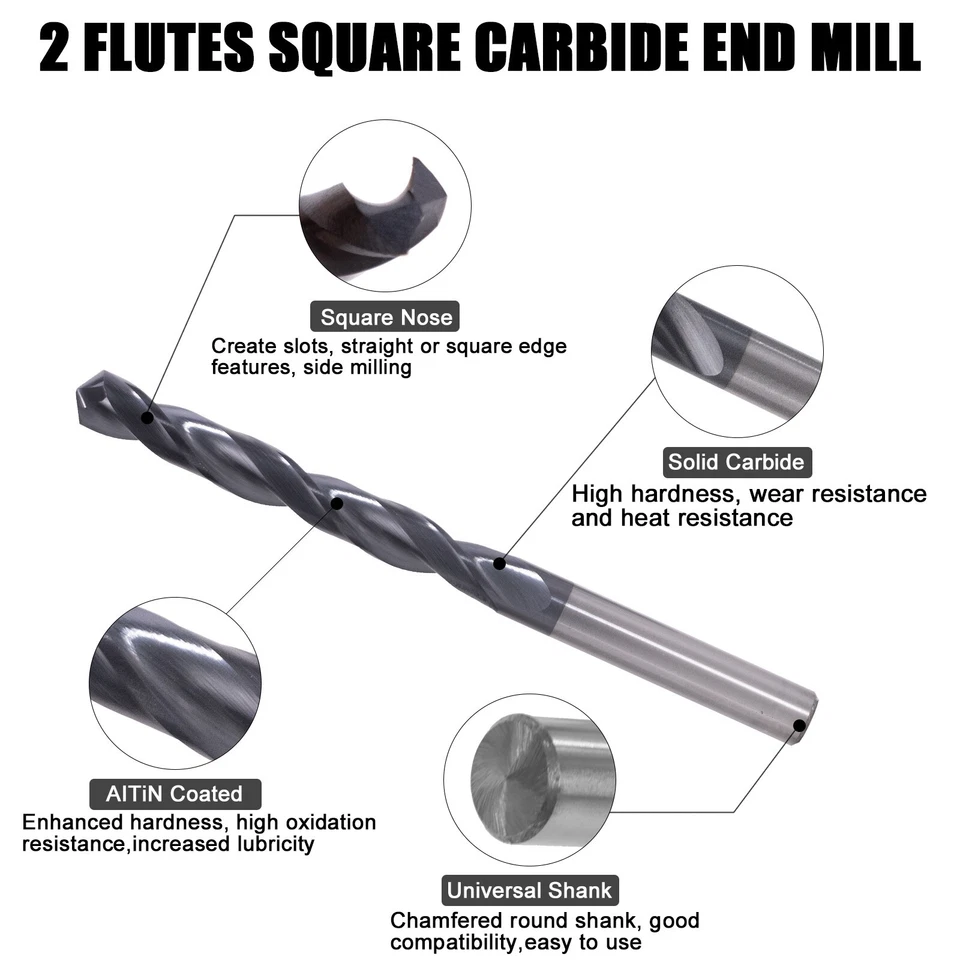 2Pcs 1/4"x2"x3-1/4" 118?? Point Angle Solid Carbide Drill Bits - AlTiN Coated - Изображение 2 из 4