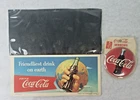 Vintage Coca Cola Coke Cardboard Litho in USA Sign Ad & 1991 Coca-Cola Mirror