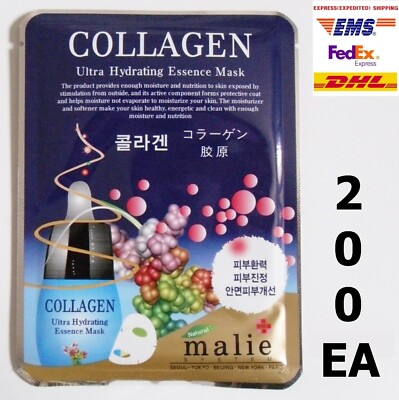 200pcs MALIE COLLAGEN Face Mask Packs Sheet 25g Moisture Revitalize EXPRESS SHIP