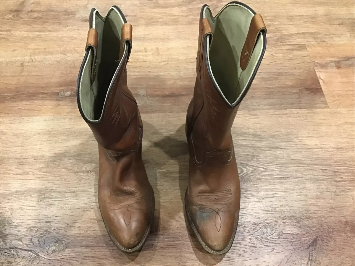 Vintage KNAPP Brown Leather Western Cowboy Boots Men’s Size 11 EE Made USA
