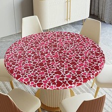 Fitable Valentine s Day Fitted Table Cover - Waterproof Red/Pink Love Heart E...