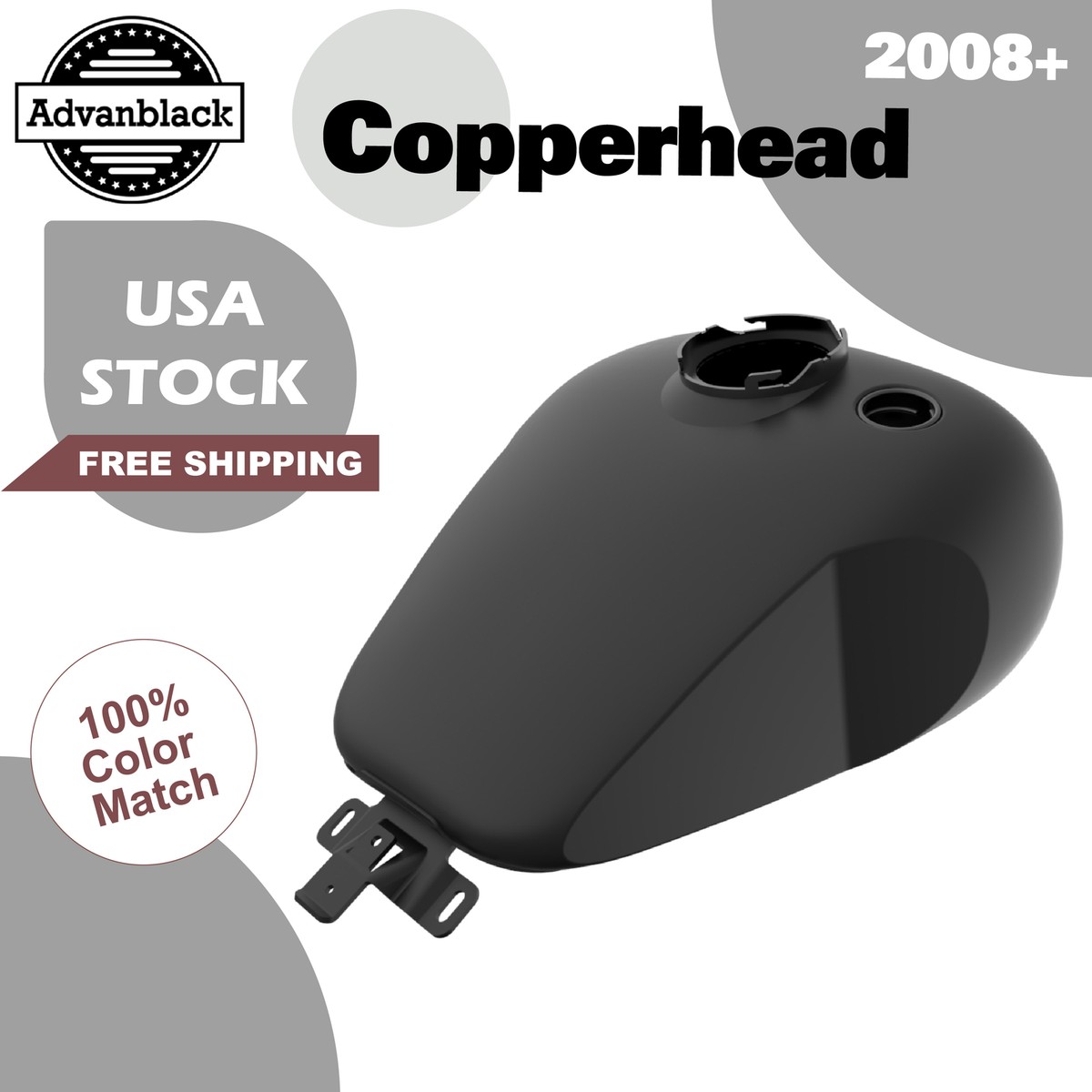 Advanblack Copperhead Holeshot Gas Tank with Knee Cutout Fits 08