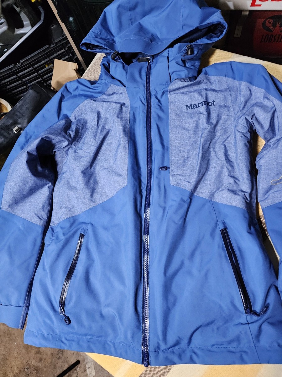 Marmot Womens Insulated puff Jacket Small Blue Rain Ski Hiking Navy Xlnt