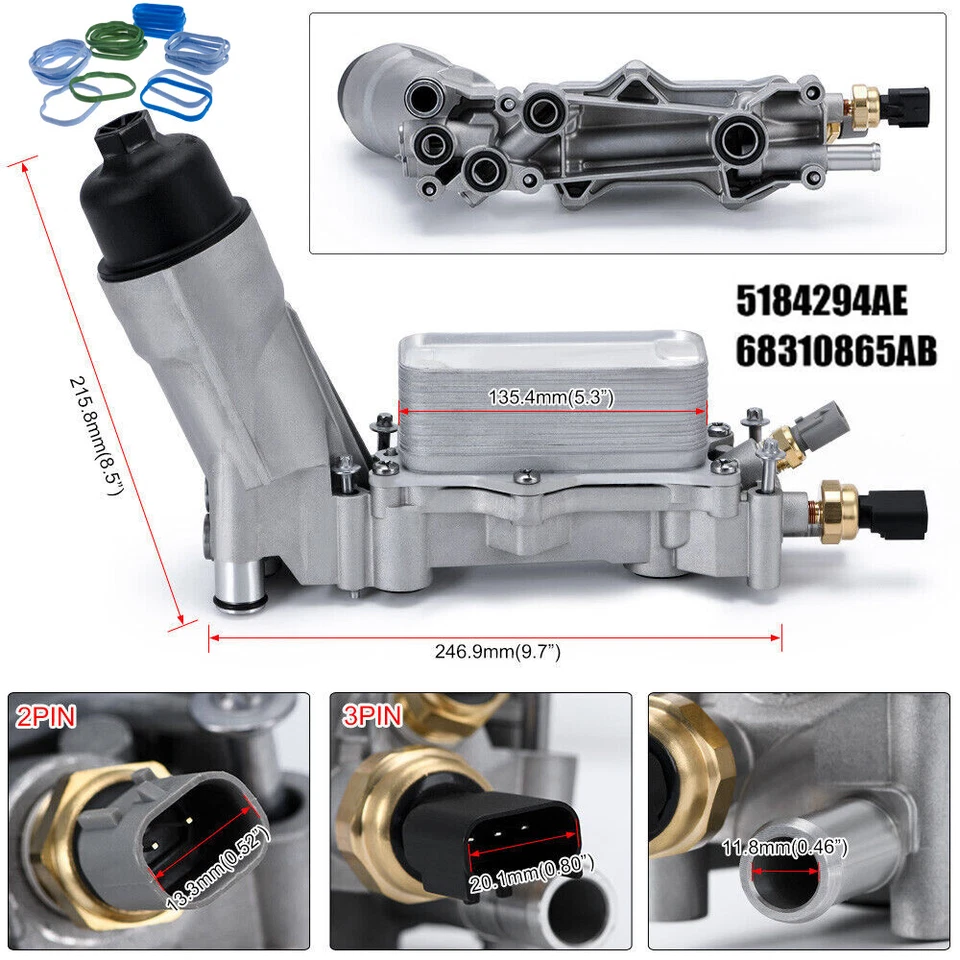 Aluminum Oil Cool Filter Housing Assembly For Ram ProMaster 1500 2500 3500 3.6L - Image 4 of 4