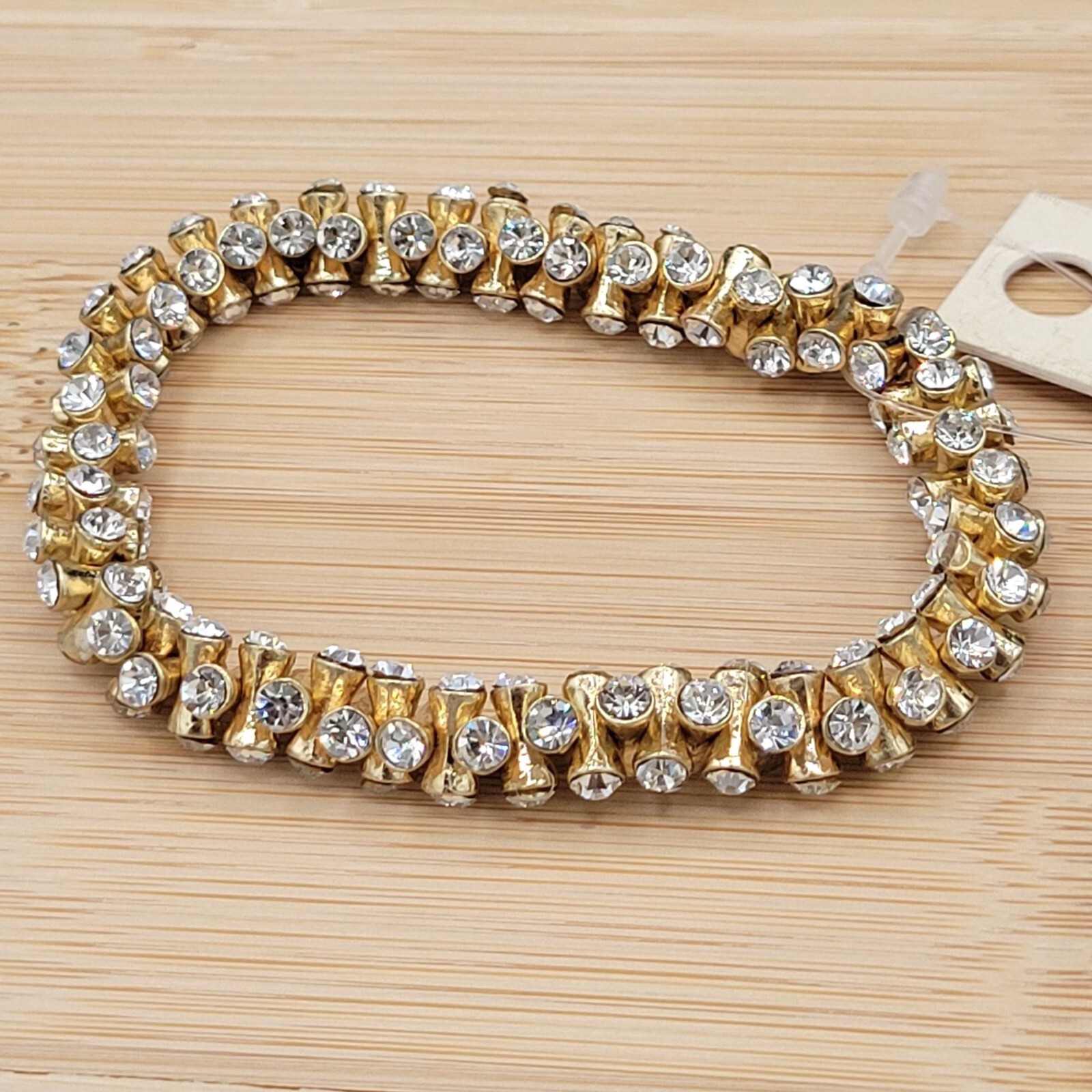 Bangle Bangle Stretch Bracelet Gold Tone Hourglass with Crystals Amrita Singh-image