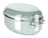 Viking Oval Roaster With Metal Induction Lid & Rack, 9 Quart, Silver, New, Free Viking Oval Roaster With Metal Induction Lid & Rack, 9 Quart, Silver, New, Free