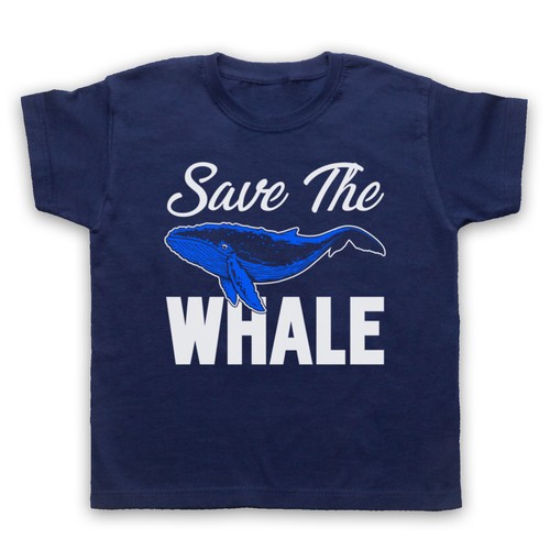 SAVE THE WHALE ANIMAL RIGHTS PROTEST SLOGAN ANTI HUNT KIDS CHILDS T-SHIRT - 第 1/11 張圖片