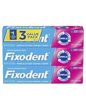Fixodent Complete Original Denture Adhesive Cream, 2.4 oz, 3 Pack
