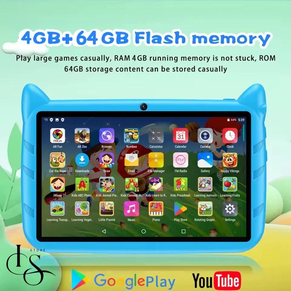Tablet Bambini 7" Android 13 - 4GB+64GB WiFi Bluetooth 5G - Batteria 4000mAh Blu - Immagine 2 di 4