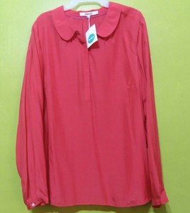 red peter pan collar top