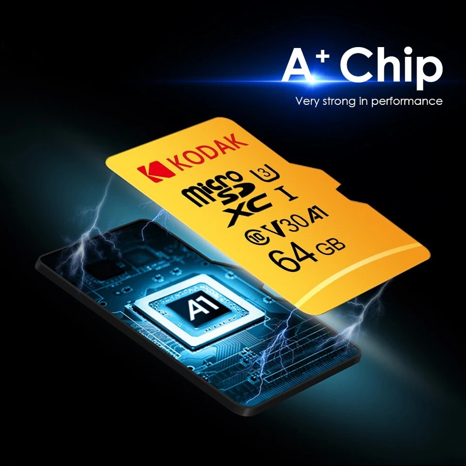 Kodak-Carte Mémoire Micro SD, Classe 10 64 Go U3 4K, Haute Vitesse, TF Mecard C1 - Photo 3/4