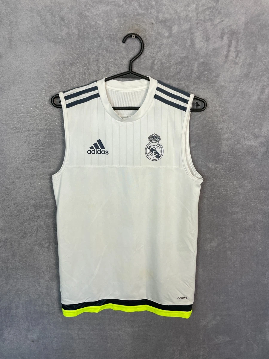 Pebish pijnlijk Vermaken Real Madrid Training Jersey Sleeveless Shirt White Adidas Mens Size XS | eBay Pebish pijnlijk Vermaken Real Madrid Training Jersey Sleeveless Shirt White Adidas Mens Size XS | eBay