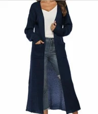 Hot Women's Long Sleeve Full Length Maxi Cardigan Duster Open Front Sweater Coat