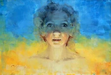 Portrait painting Original art Impressionism Oil on canvas by S. Chernyakovsky