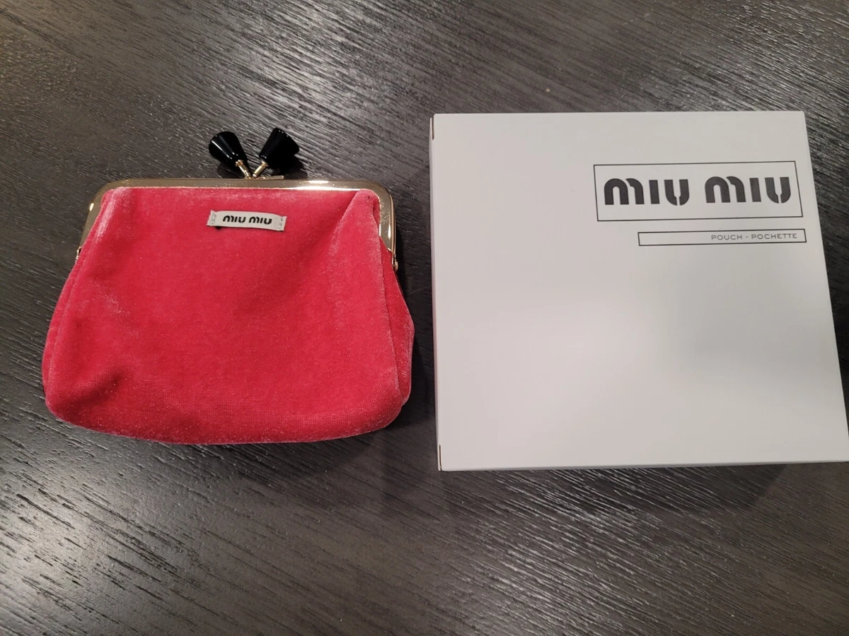 Miu Miu Pink Velvet Pouch Pochette Coin Bag/Purse with Kisslock Closure