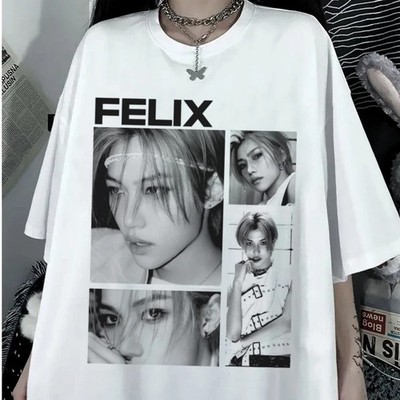 FELIX Stray Kids Kpop Design T Shirt Unisex Short Sleeve T Shirt S-4XL