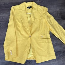 New Linen Yellow Blazer with Button Details.
