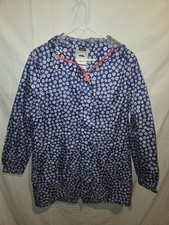 JOULES Right as Rain Women's Size 6 Packable Jacket Blue Daisy Waterproof Hood