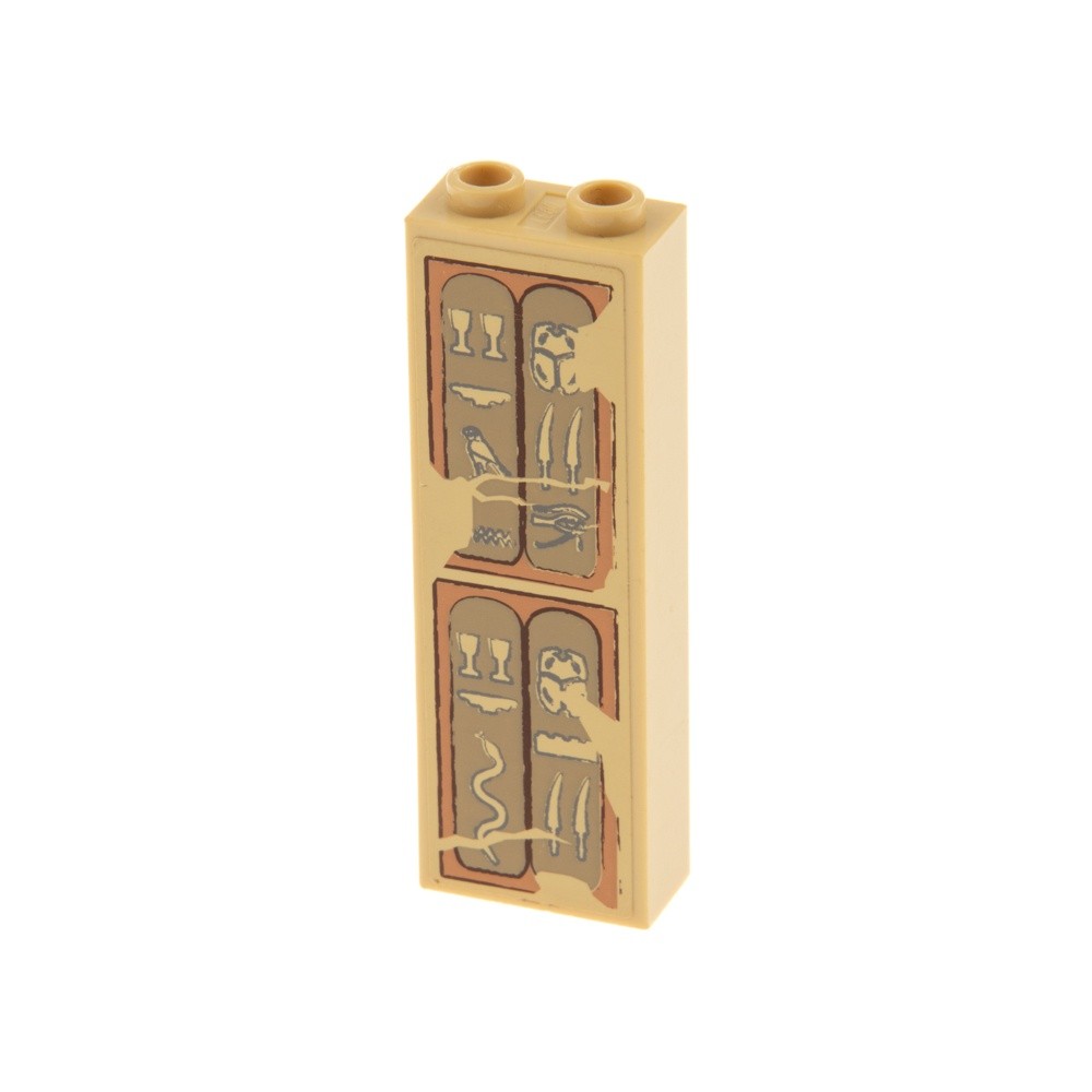 1x lego Construction Stone 1x2x5 Beige Column Hieroglyphics Glasses Scarab 7327