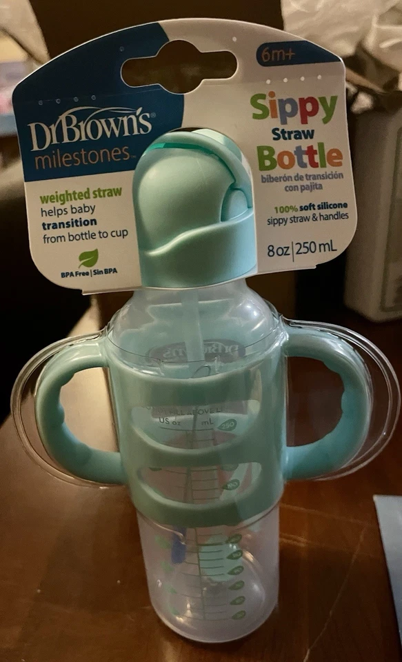 Dr. Brown's 8 унций Milestone Teal бутылки с ручками Sipper Getting 2 - Изображение 2 из 3