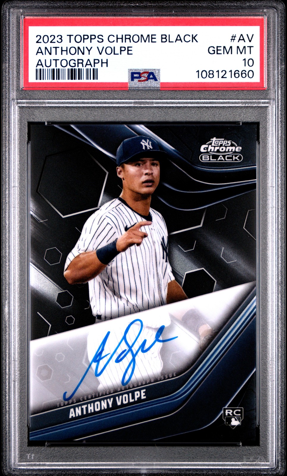 2023 Topps Chrome Black Autographs #AV Anthony Volpe PSA 10