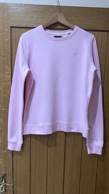 Gant Pastel Pink Crew Neck Sweatshirt Embroidered Logo Luxury Athleisure Size L