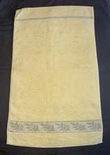 Vintage Cannon Hand Towel, Yellow w/ Silver Metallic Design, Made In USA, EUC