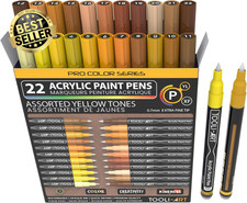 Acrylic Paint Pens 22 Yellow and Brown Pro Color Series Markers Set 0.7Mm Extra
