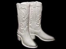 JF17129 VINTAGE 1970s CUT-OUT **COWBOY BOOTS** PEWTER BELT BUCKLE