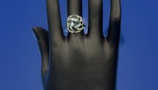 Sterling Silver Ring with Lab Aquamarine  Accent Stones Size 5.75
