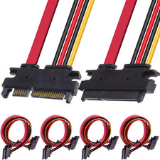 4 Pack 22-Pin SATA Data and Power Combo Extension Cable, 22-Pin Sata Male