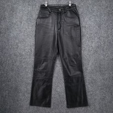 Wilsons Leather Maxima Pants Womens 4 Black High Rise Straight Leg Moto Biker