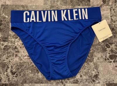 CALVIN KLEIN BLUE SMOOTH THICK BAND COOLING TECHNOLOGY HIGH WAIST BIKINI PANTIES
