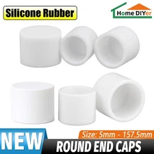 White Round Silicone Rubber End Caps Plastic Plug Tubes Chair Legs Screw Protect
