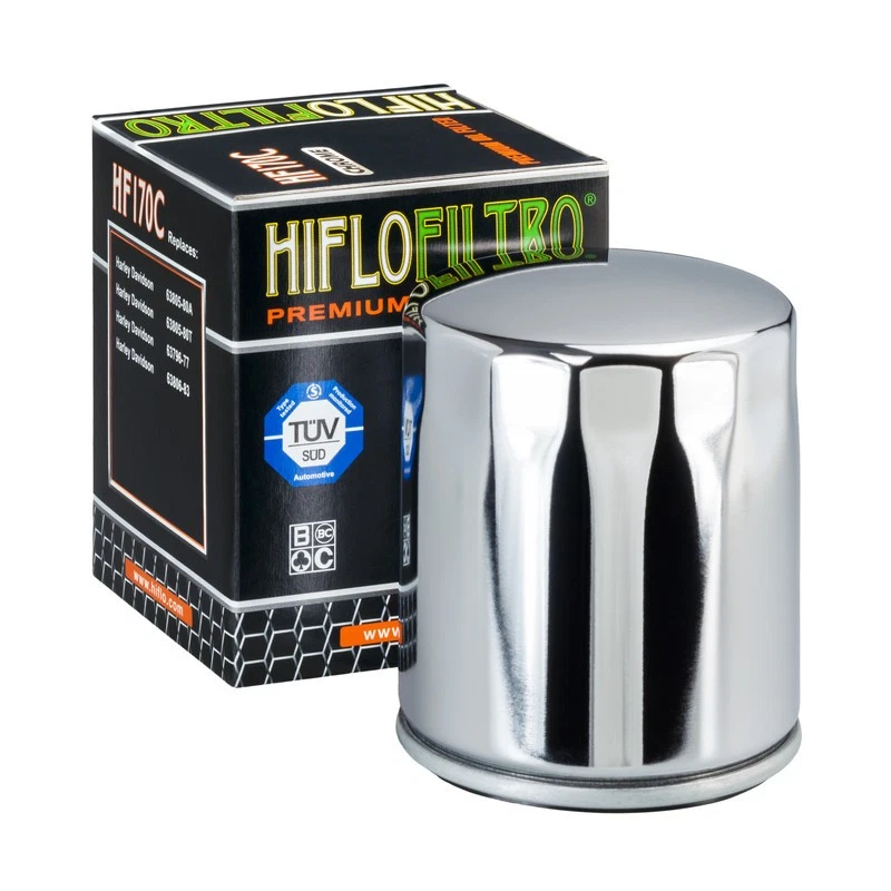 Filtro de óleo HF170C - Cromado - Pacote com 12 para 80-18 H-D Tour Softail Dyna Sportster - Imagem 3 de 4