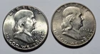 1952-P & D FRANKLIN Half Dollar 50c Cents 90% Silver 2-COIN ~Brilliant Unc ~BUnc
