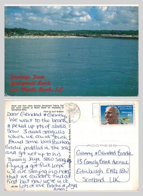 Postkarte - Springmaid Beach und Myrtle Beach SC Resort Pier - VERSCHICKT