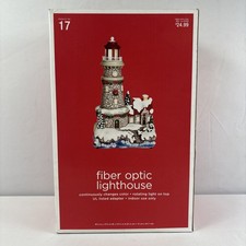 Fiber Optic Snowy Winter Village Lighthouse C...