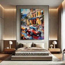 Retro Car Wall Art Canvas Racing Vintage Wall Decor Large Garage Decor Vintage